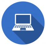 Flat design blue round web computer vector icon